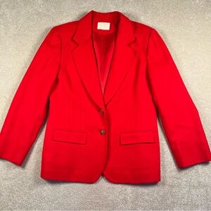 Pendleton Vintage Red Blazer Wool Red/Gold Buttons women's 12‎